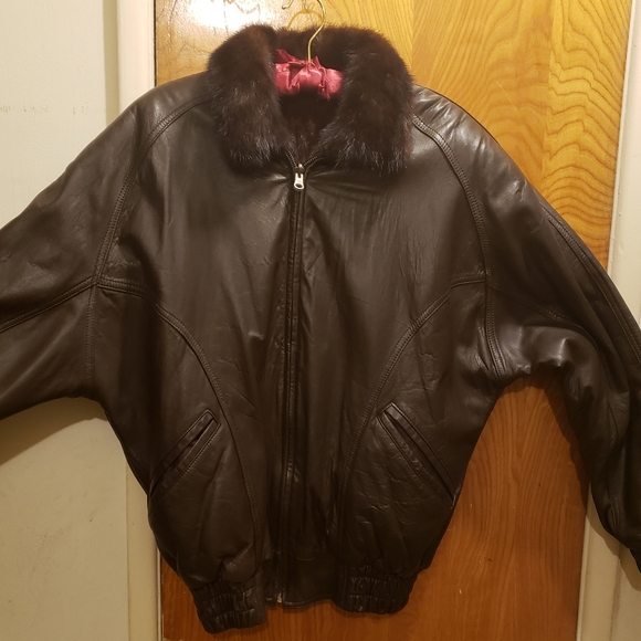Reversable Ranch Mink Leather Bomber Jacket - Picture 12 of 14